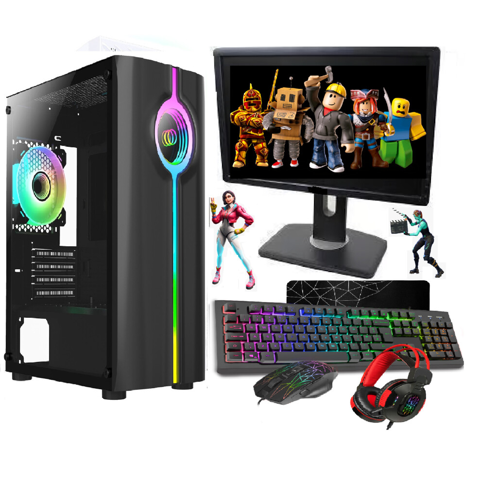 (i5, GT1030 2GB) GAMING PC BUNDLE: INTELCORE/ 16GB RAM/ 1TB + 128GB SSD/ NIVIDIA GEFORCE/ 19" MON/ WINDOWS 10/ QUAKE BLACK