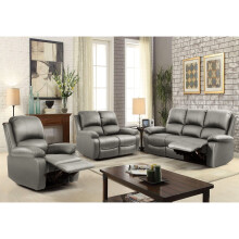 (Light Grey, 3+2+1 Set) Reclining Luxury Leather Sofa Set In Choice of colours- 3 Piece, 2 Piece, Armchair