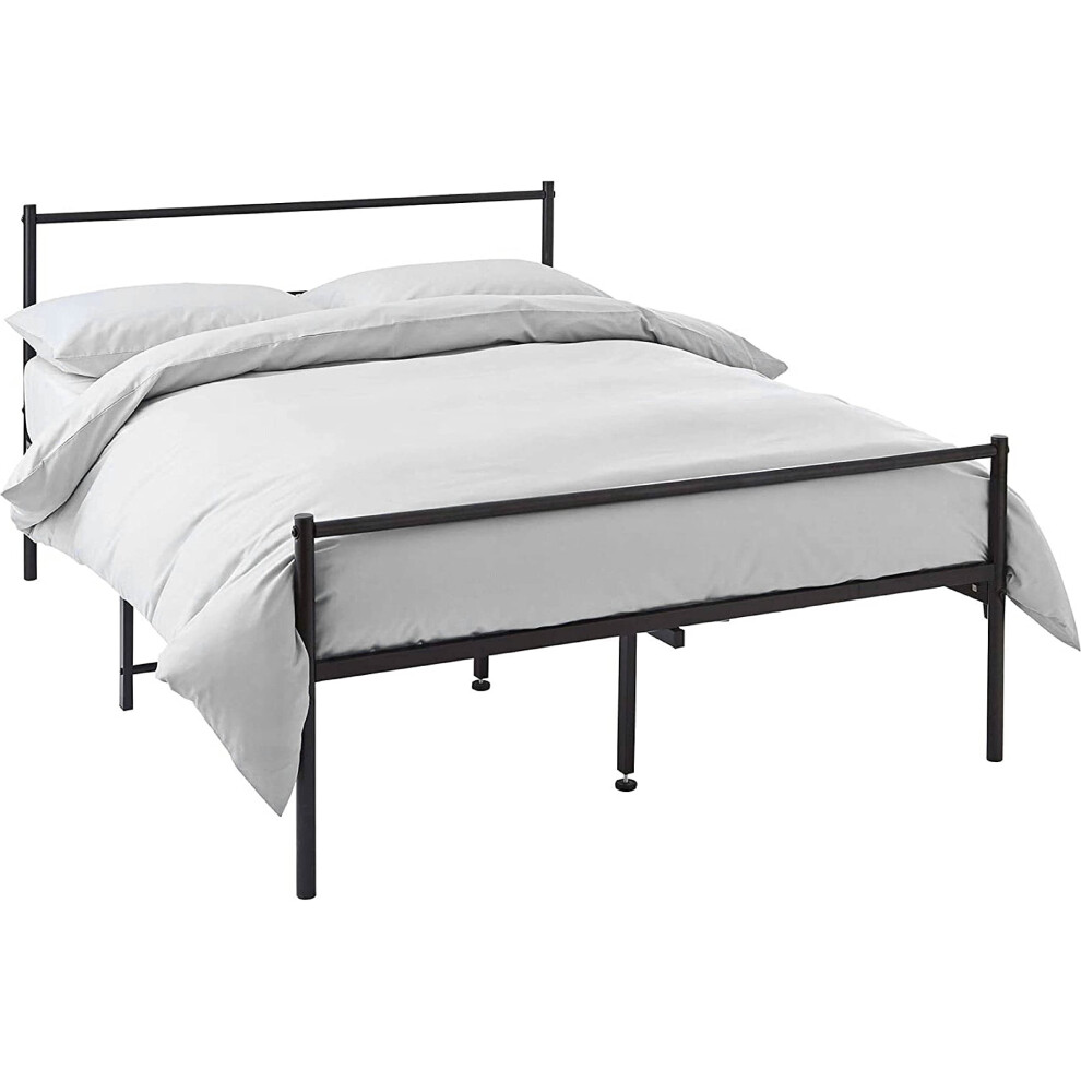 (Rectangular Headboard) Extra Strong King Metal Bed Frame in Black - King Bed Frames, 6.6ft x 5ft Base, Stylish and Durable Bedroom Furniture with Under Bed Storage Space