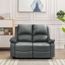 (Dark Grey, 2 Seat Only) Reclining Luxury Leather Sofa Set In Choice of colours- 3 Piece, 2 Piece, Armchair