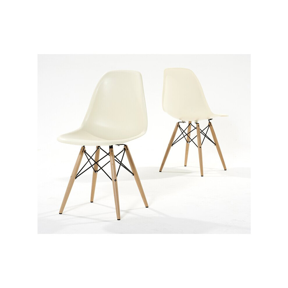 (WHITE , SET OF 2 CHAIRS ) MOF Dining Chairs Retro Wooden Legs  Dining Chair