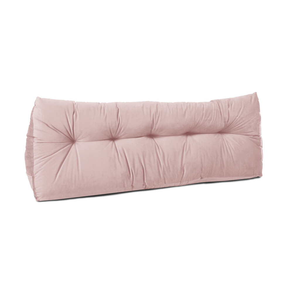 (Pink) Luxury Suede Wedge Double Bed Headboard Cushions