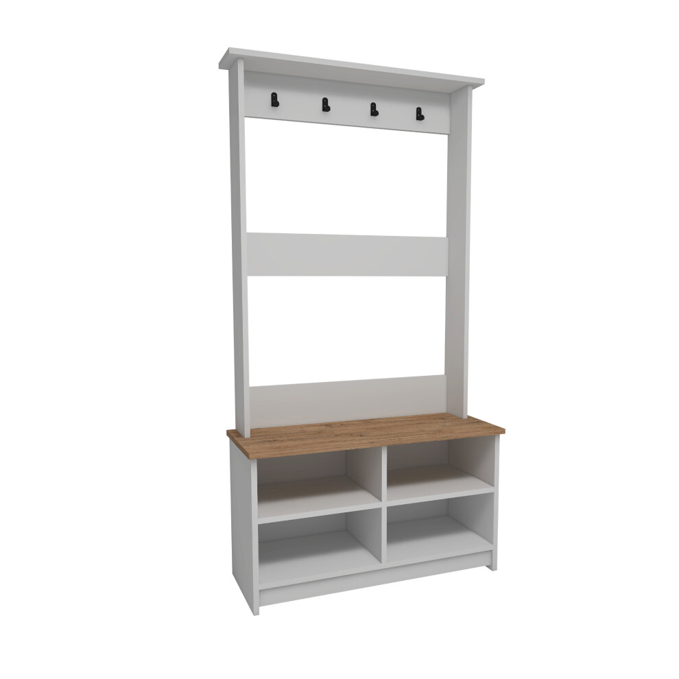 Destina Home (Atlantic Pine - White) Amelia Hallway Coat Rack With Shelves Orange