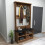 ( Light Walnut - Black) Amelia Hallway Coat Rack with Shelves 5