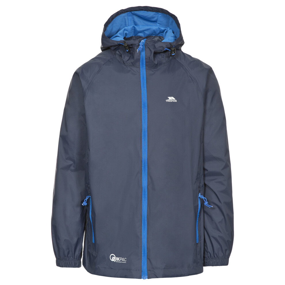 Trespass (M, Navy) Adults Waterproof Jacket Packaway Qikpac Blue