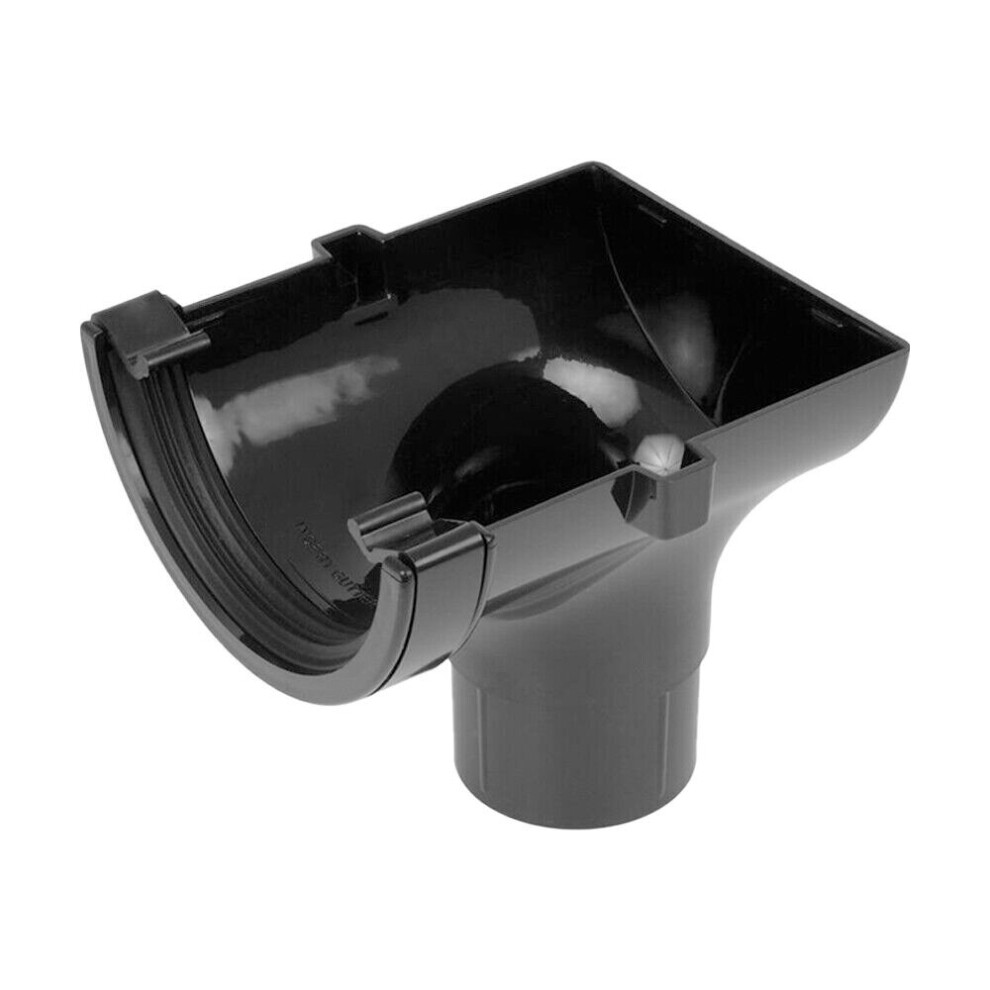 FloPlast RO2 Half Round Stop End Outlet, Black - 112mm