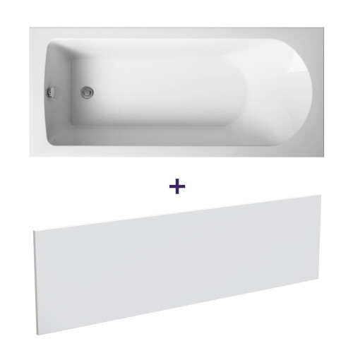 NES Home Nes Home 1700mm x 750mm Round Single Ended Bath & Leg Set with Front Panel White 1