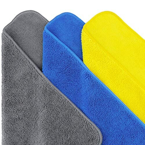 POLYTE Premium Microfibre Cleaning Towel, 40x40 cm, 36 Pack, Blue,Gray,Yellow 1