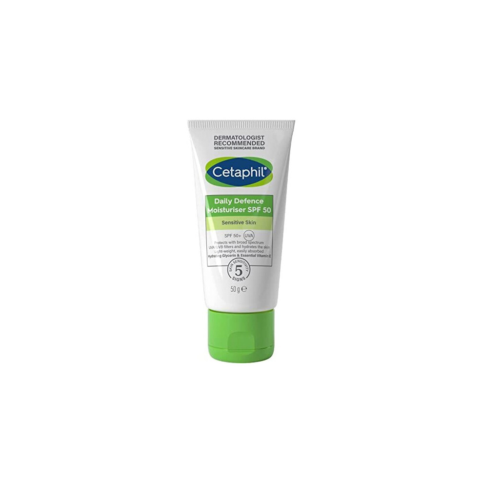 Cetaphil Daily Defence Face Moisturiser, SPF 50+ Day Cream With Glycerin, 50g, Sunscreen For All Skin Types