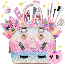 EVA-MK-06 Kids Makeup Sets for Girls Unicorn Washable Starter Kit Safe Water-Soluble Pretend Play Makeup Birthday Gift