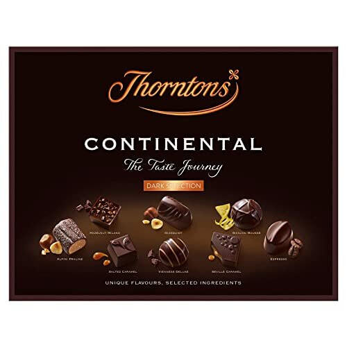 Thorntons Thorntons Continental Dark Selection, Chocolate Hamper, Dark Chocolate Gift Box, Inspired by European Flavours, Assorted Dark Chocolates, 264g