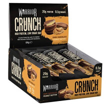 Warrior CRUNCH High Protein Bars - 20g Protein Each - Dark Chocolate Peanut Butter - Pack of 12 x 64g