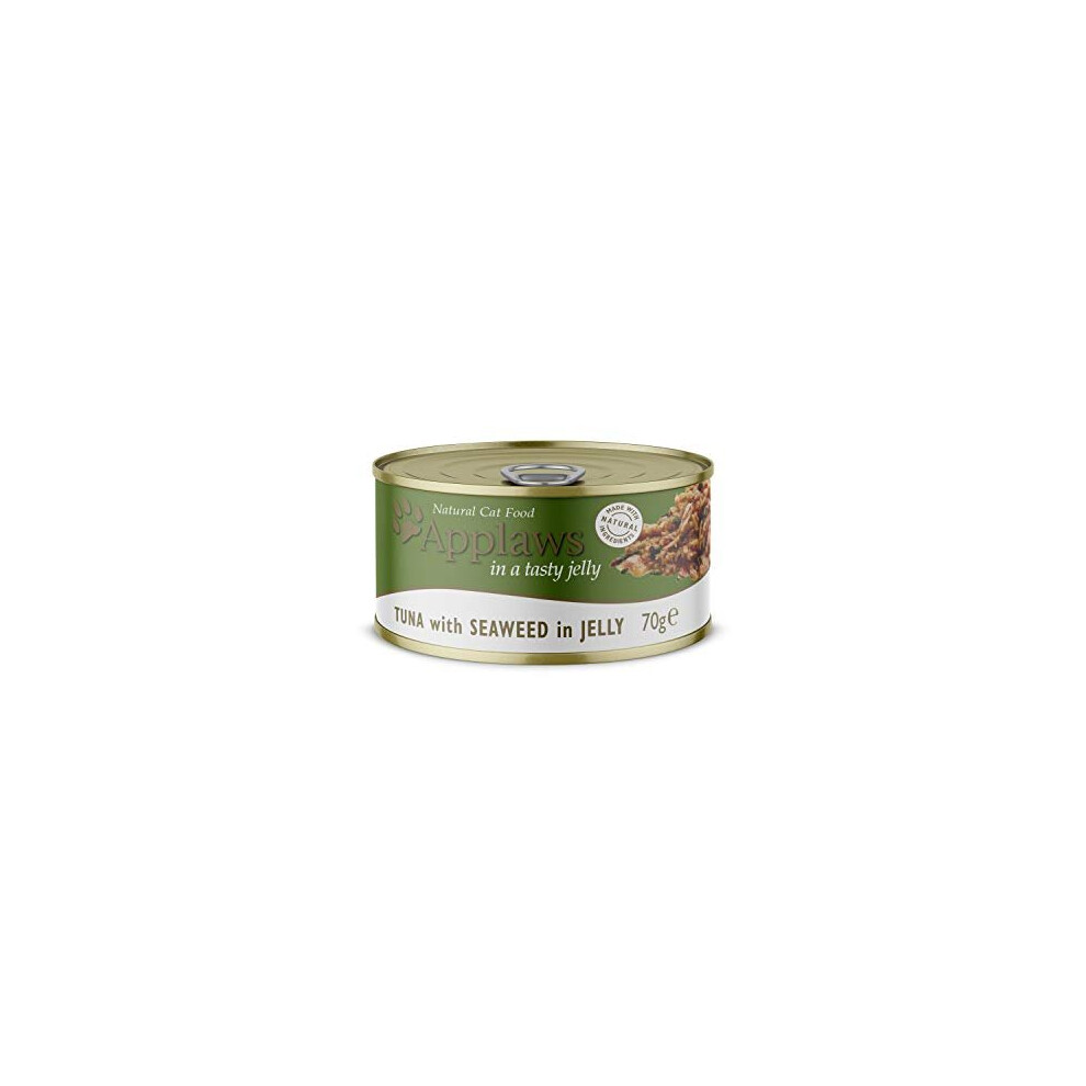 Applaws 100% Natural Wet Cat Food, Tuna Fillet with Seaweed in Broth (Pack of 24 x 70g Tins)