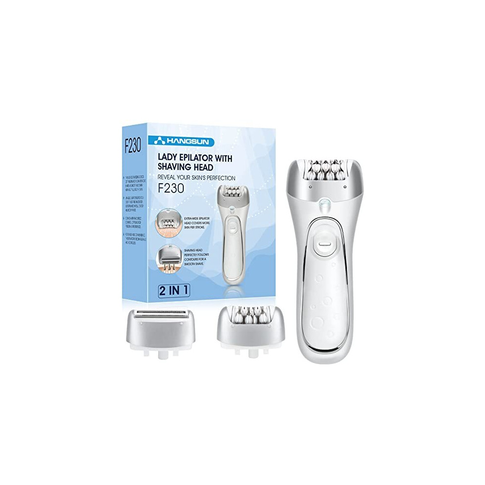 Hangsun Epilators for Women 2 in 1 Cordless Epilator and Electric Lady Shaver F230 Rechargeable Hair Removal Kit for Face, Bikini, Leg, Arms