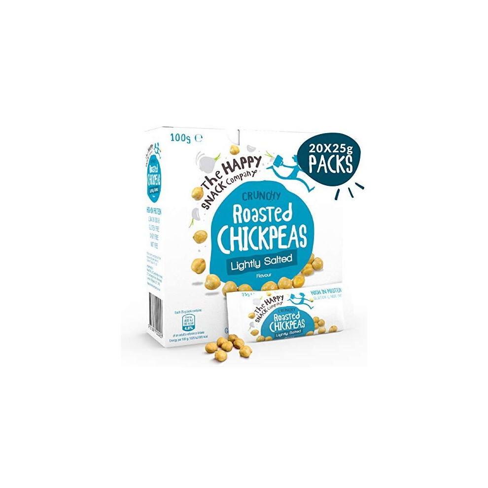 The Happy Snack Company Roasted Chickpeas Lightly Salted - Pack of 20 x 25g, Deliciously Healthy Snacks, High Plant Based Protein & Fibre. Low Fat,