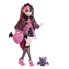 Monster High Doll, Draculaura with Accessories and Pet Bat, Posable Fashion Doll with Pink and Black Hair, HHK51