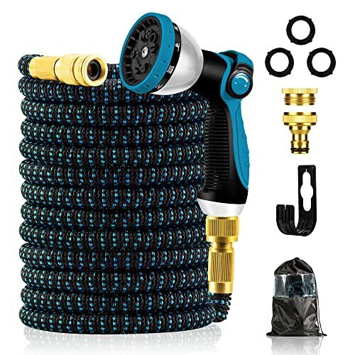 Expandable Garden Hose - 3 Times Expanding Flexible Magic Water Hosepipe with 10 Function Spray Gun 50FT/15M