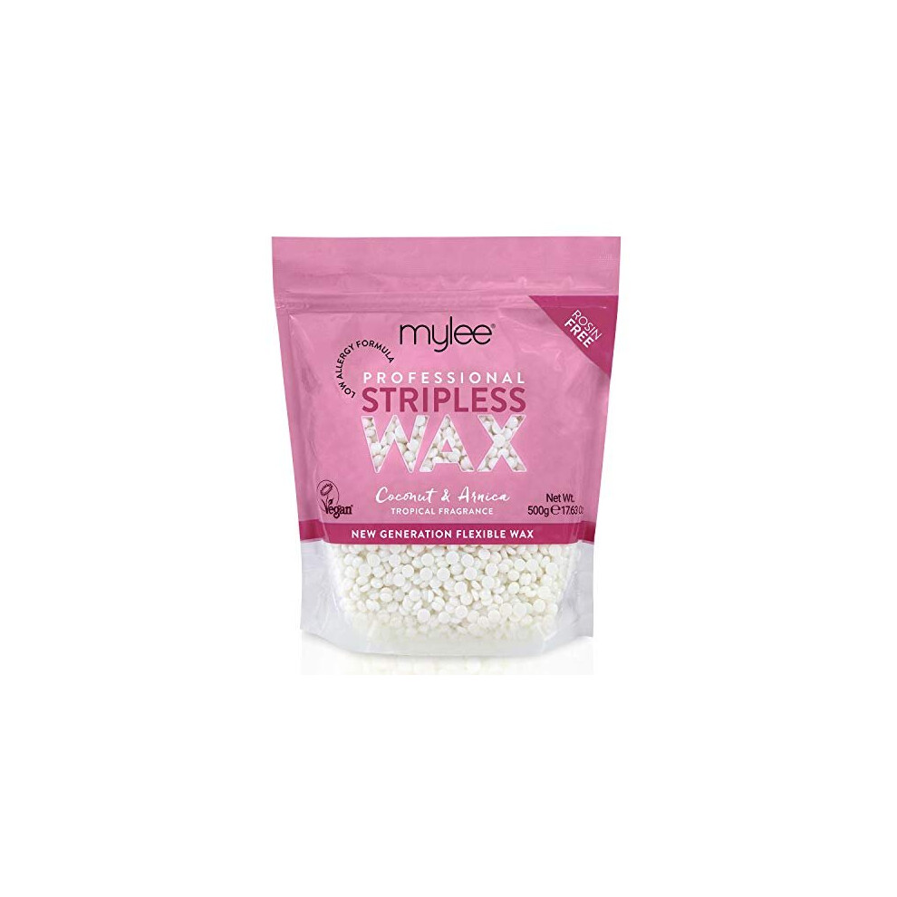 Mylee Professional Hard Wax Beads 500g, Stripless Depilatory Waxing Pellets Solid Film Beans No Strip Needed, Painless Gentle Hair Removal of Full