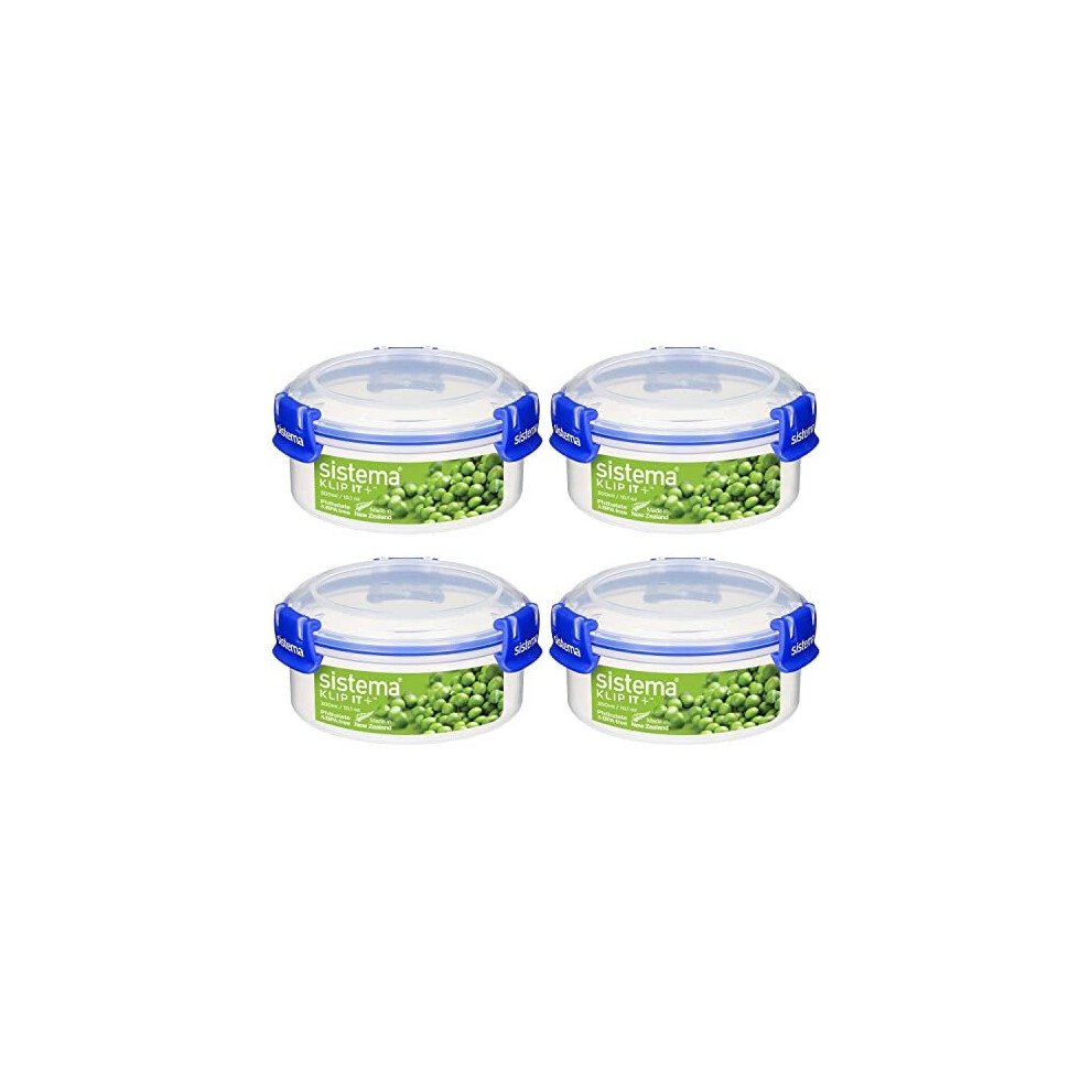 Sistema KLIP IT PLUS Round Food Storage Containers | 300 ml Leak-Proof, Stackable & Airtight Fridge/Freezer Containers with Lid | BPA-Free |