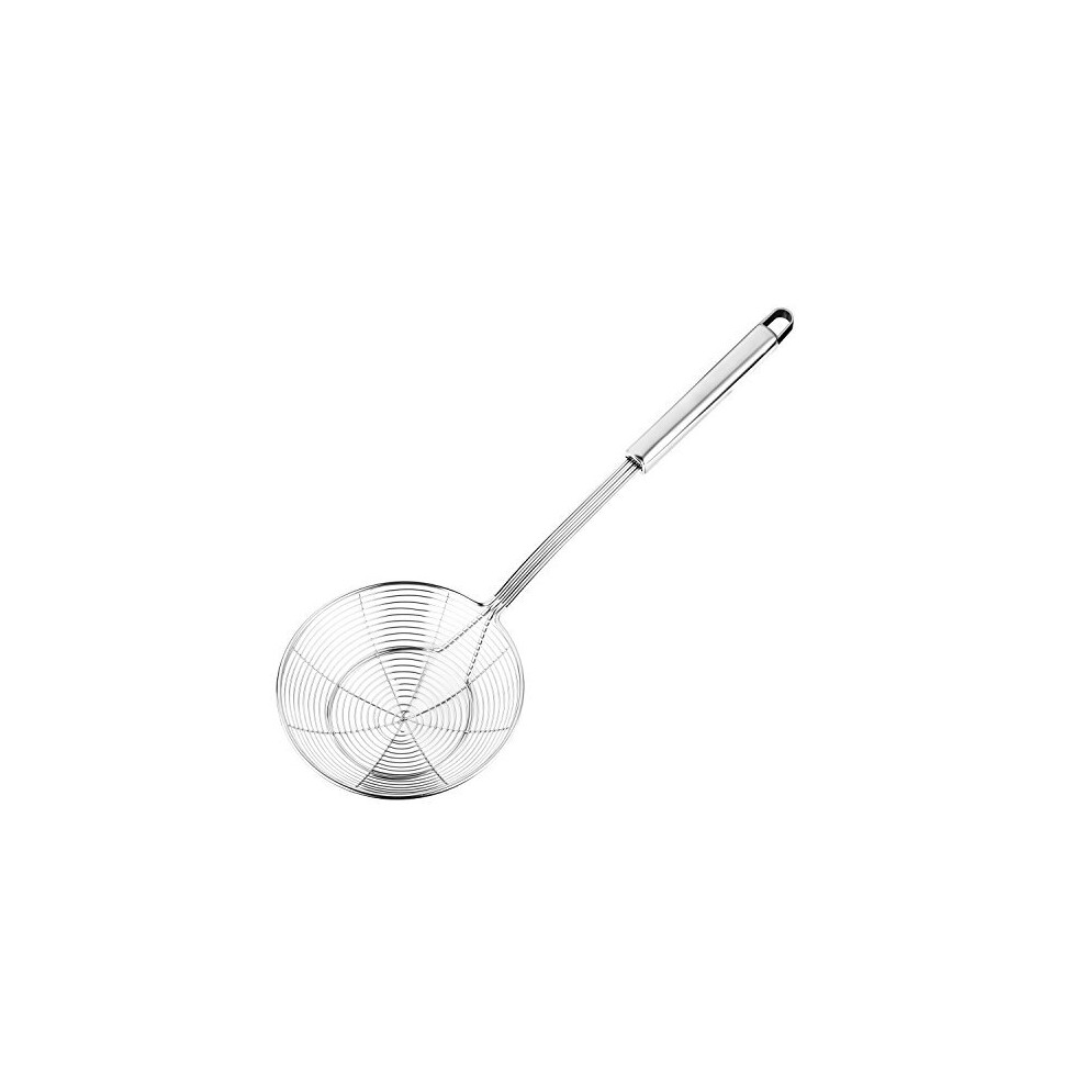 Hiware Solid Stainless Steel Spider Strainer Skimmer Ladle for Cooking and Frying, Kitchen Utensils Wire Strainer Pasta Strainer Spoon, 5.4 Inch