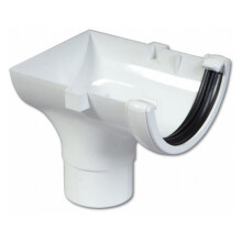 FloPlast RO2 Half Round Stop End Outlet, White - 112mm