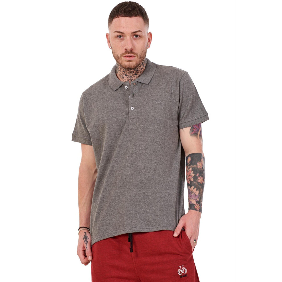 (Grey, XL) Malay Mens Plain Solid Polo Cotton T-Shirts Regular fit Casual Formal Shirt Top M-XXL
