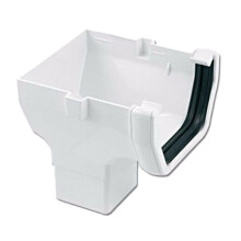 FloPlast Square Line Stop End Outlet, White - 114mm x 65mm