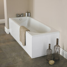 Nes Home 1700mm x 750mm Round Single Ended Bath & Leg Set White with Bath Screen