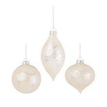 Christmas Tree Decorations Baubles 3 White Wavy Pearl Spiral 80-130mm