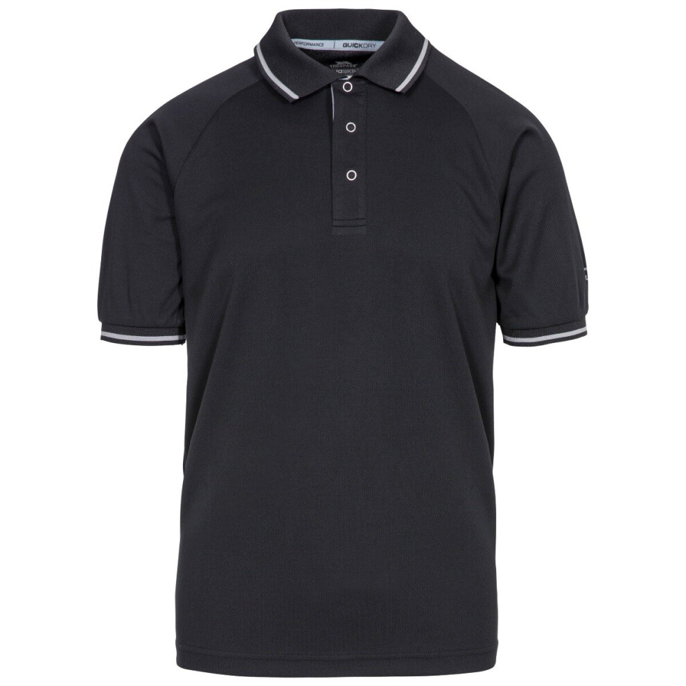 (S, Black/Platinum) Trespass Bonington Mens Polo Shirt Plain T