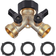 Double Washing Machine Faucet, Brass Garden Faucet Splitter, Y-connector, 3/4 Inch For Connecting 2 Appliances