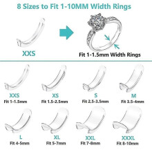 8 Sizes Silicone Invisible Clear Ring Size Adjuster Resizer Loose Rings Reducer Ring Sizer Fit Any Rings Jewelry Tools