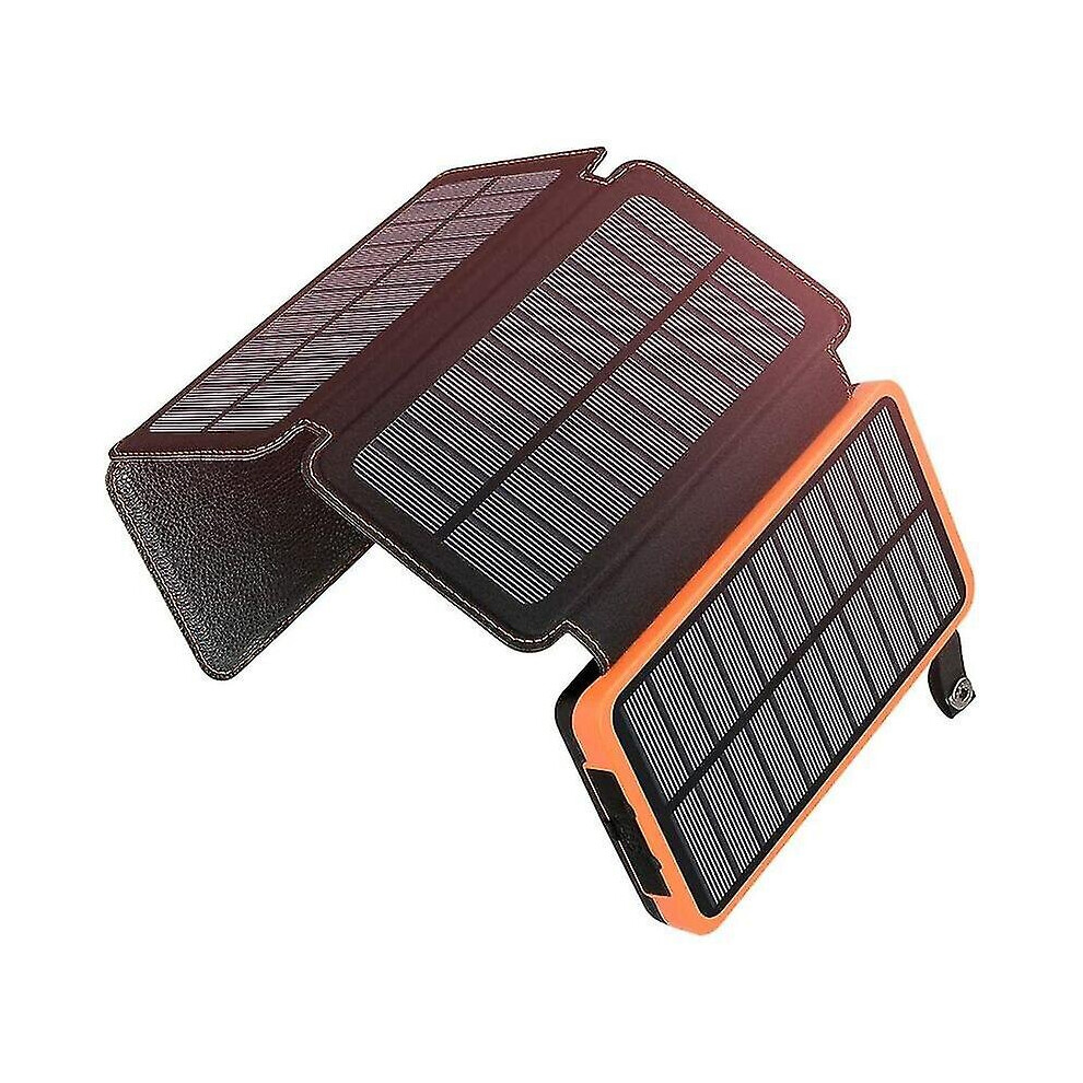 Solar Charger 25000mah Portable External Battery With 4 Panels Waterproof Power Bank With 2 Usb Outdoor Camping For Phone Tablets Cisea