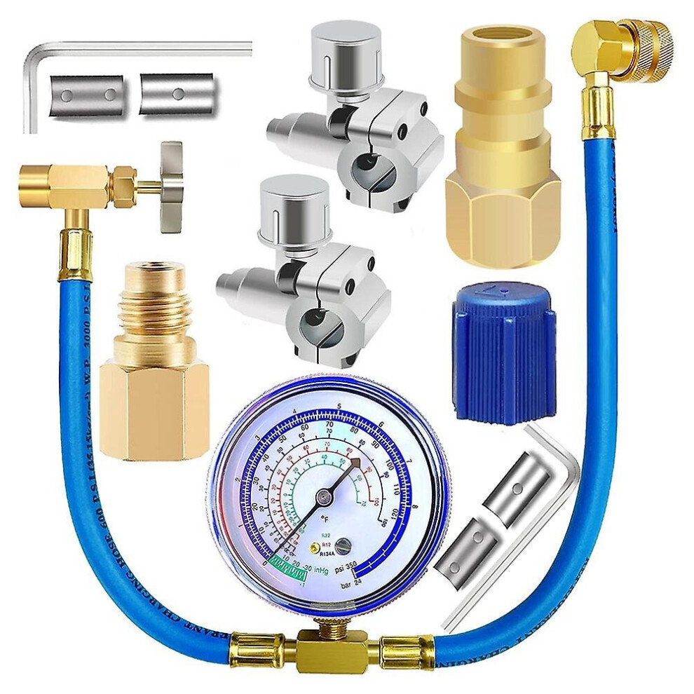 Refrigerator Freon Recharge Hose With Gauge Kit R134a R12 R22,With Bpv31 Piercing Tap Valve,For A/C 9468842007709