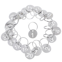 20pcs Round Numbered Tags Stainless Steel Number 1-20 Tags Metal Key Tags