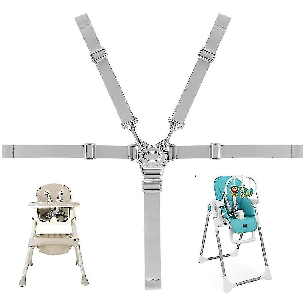 Universal High Chair Harness Adjustable Child Strap With Safety Belt Attachment 5-point (grey)