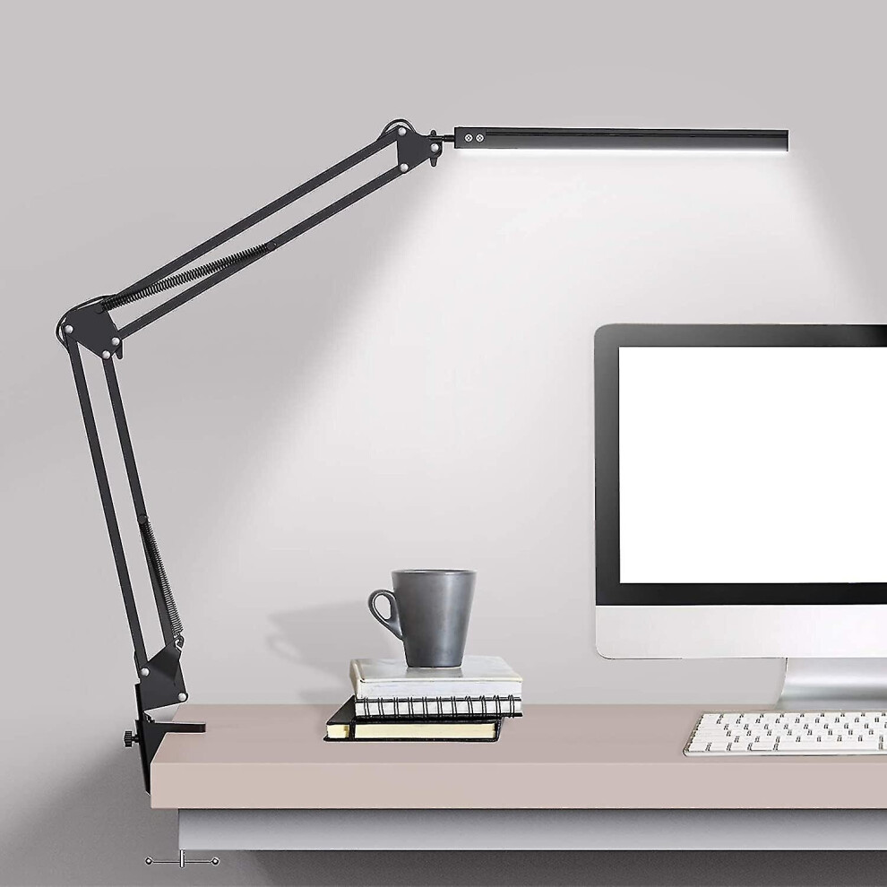 Led Desk Lamp With Clamp, Swing Arm Desk Lamp, Adjustable Desk Eye-Care Table 3 Color Modes Eye-Caring Desk Lamps For Home Office, Study Light