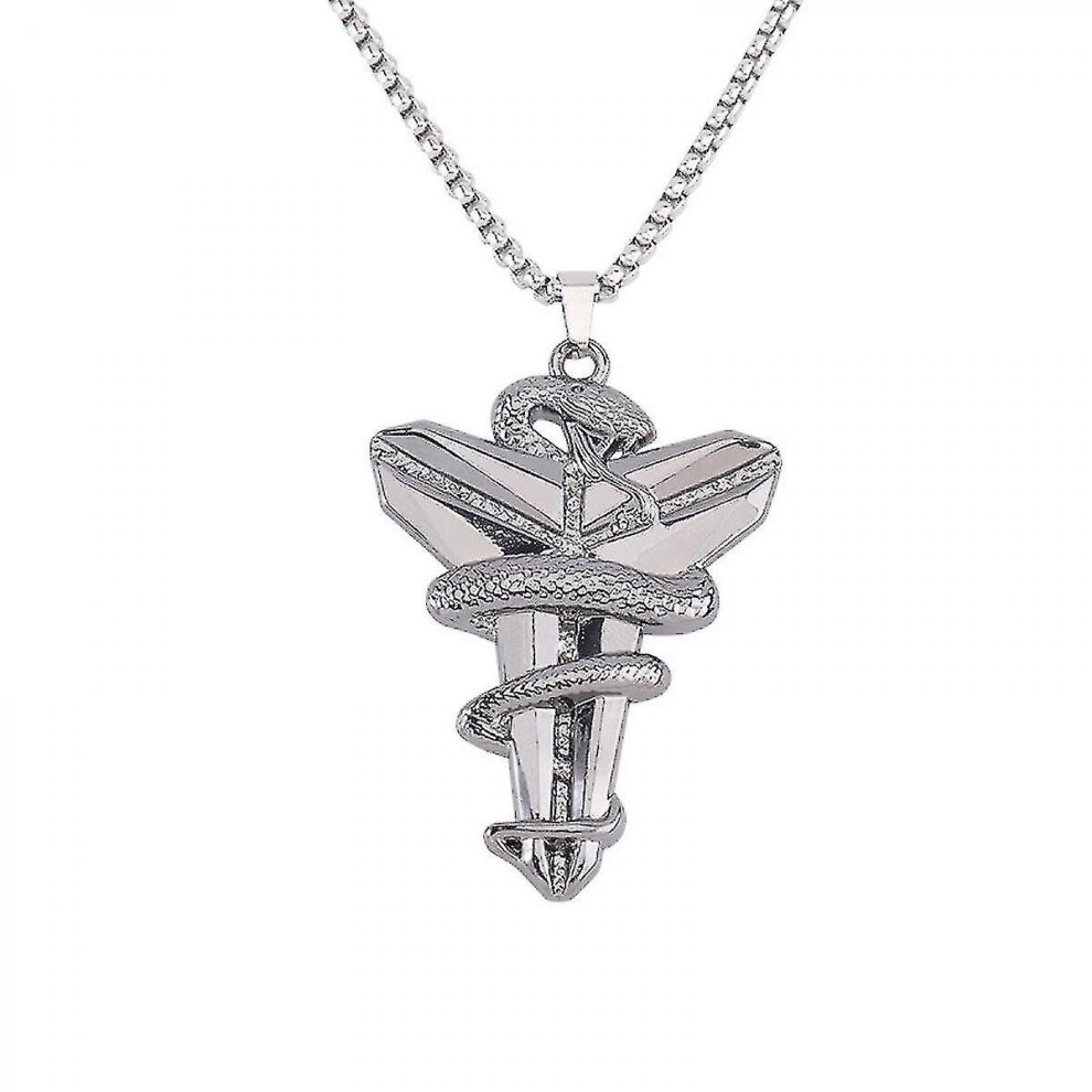 Commemorative Kobe Necklace Stainless Steel Basketball Star Souvenir Fashion Necklace, Black Mamba Commemorative Necklace