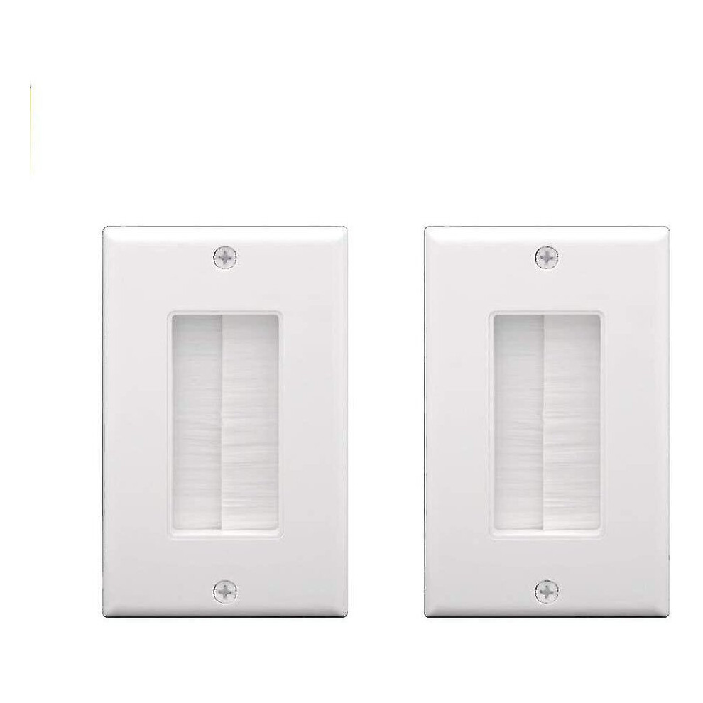 Brush Wall Plate Cable Pass Through Insert For Wires Single Gang Faceplate White
