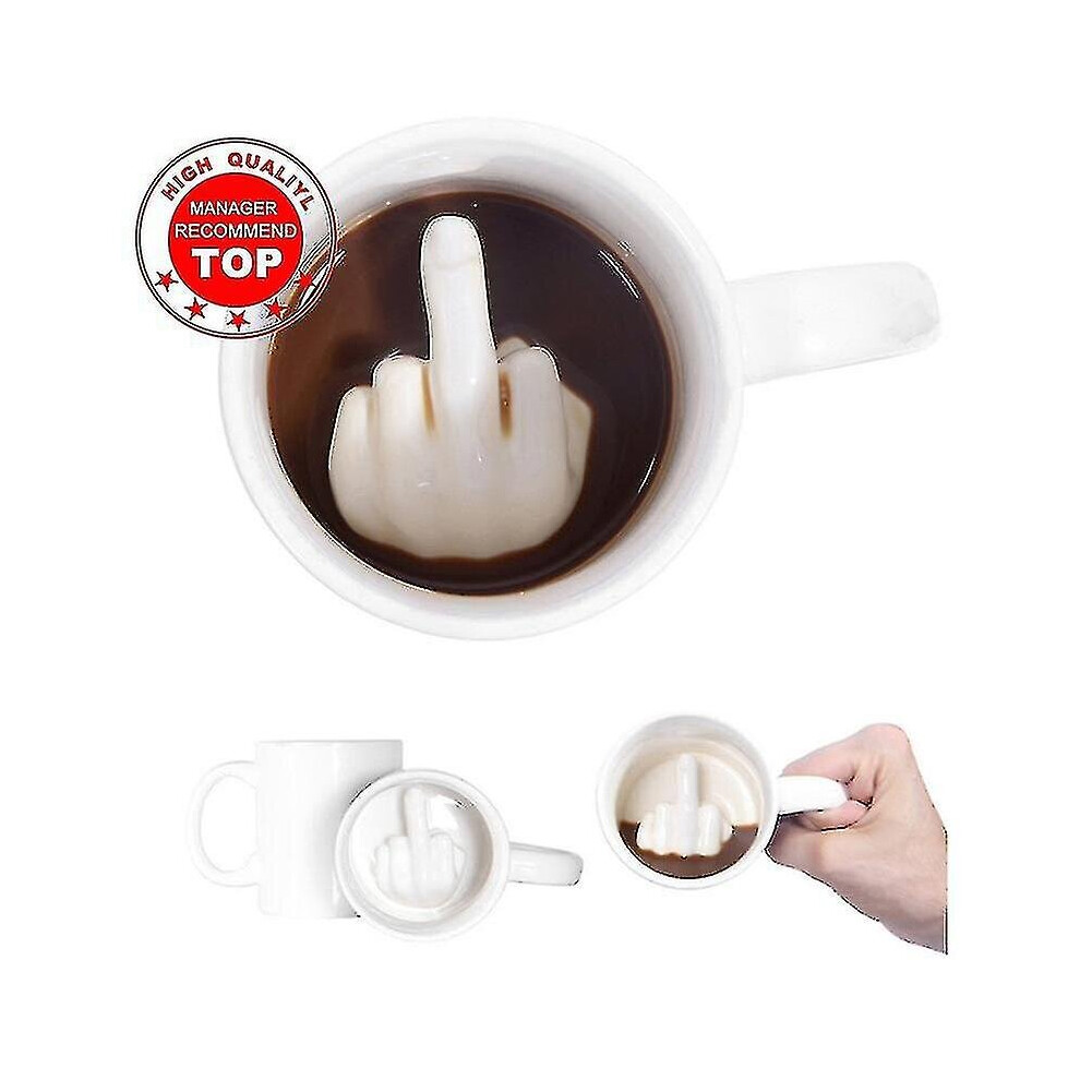 Creative Design White Finger Mug 300ml Capacity
