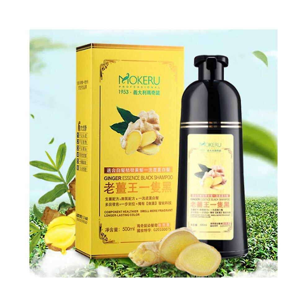 Black Mokeru 500Ml Long Lasting Natural 5 Minutes Fast Dye Hair Ginger Color Hair Dye Shampoo For Gray Hair Dying Permanent