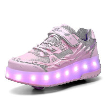 (Pink, 35) Childrens Sneakers Double-wheeled Shoes Led Light Shoes Q7-yky