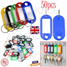 50x Assorted Key Tags Plastic  Ring ID Name Label Paper Key Fob Tag UK