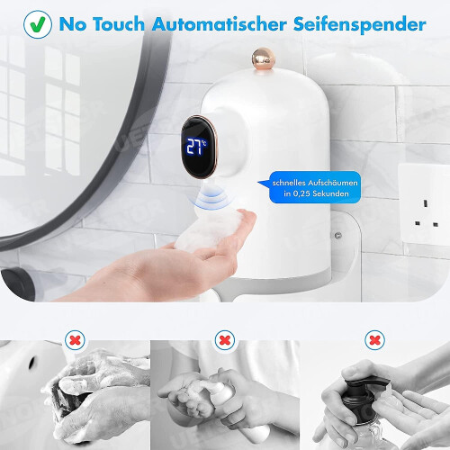 Wall Mounted Automatic Soap Dispenser, Electric Soap Dispenser With Usb, 300ml Touchless Foaming 2