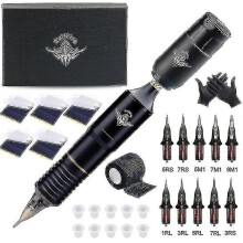 Tattoo Machine Set Professional Wireless Tattoo Machine Kit Rotary Pen With Cartridge Needles Permanent Makeup Machine Supplies