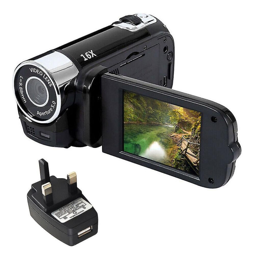 (Black) 16X Digital Video Camera Full Hd 1080P Camcorder Zoom Vlogging Recorder Black