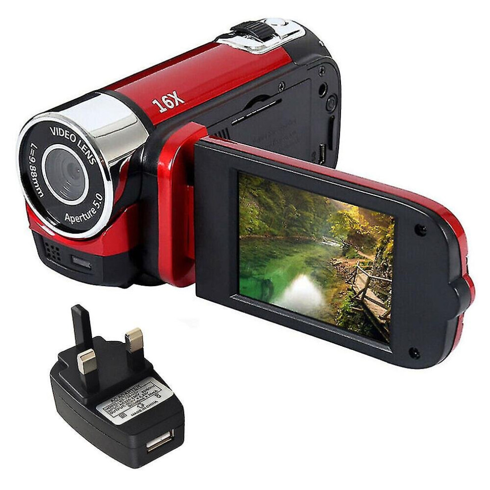 (Red) 16x Digital Video Camera Full Hd 1080p Camcorder Zoom Vlogging Recorder