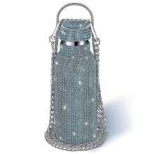(Blue, 350ml) Diamond Water Bottle Bling Rhinestone Stainless Steel Thermal Bottle Refillable Water Bottle Insulated Water Bottle Glitter