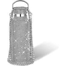 (Silver, 750ml) Diamond Water Bottle Bling Rhinestone Stainless Steel Thermal Bottle Refillable Water Bottle Insulated Water Bottle Glitter