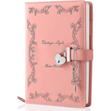 Diary With Lock And Key For Girls Thicken 360 Pages Leather Heart Shaped Locking Journal Cute Locked Secret Diaries Notebook For Women Adults A5 (pink